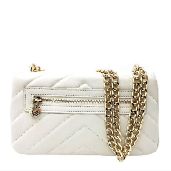Valentino Orlandi Handbag Quilted Convertible Flap Crossbody Vegan Leather White - Picture 3 of 15